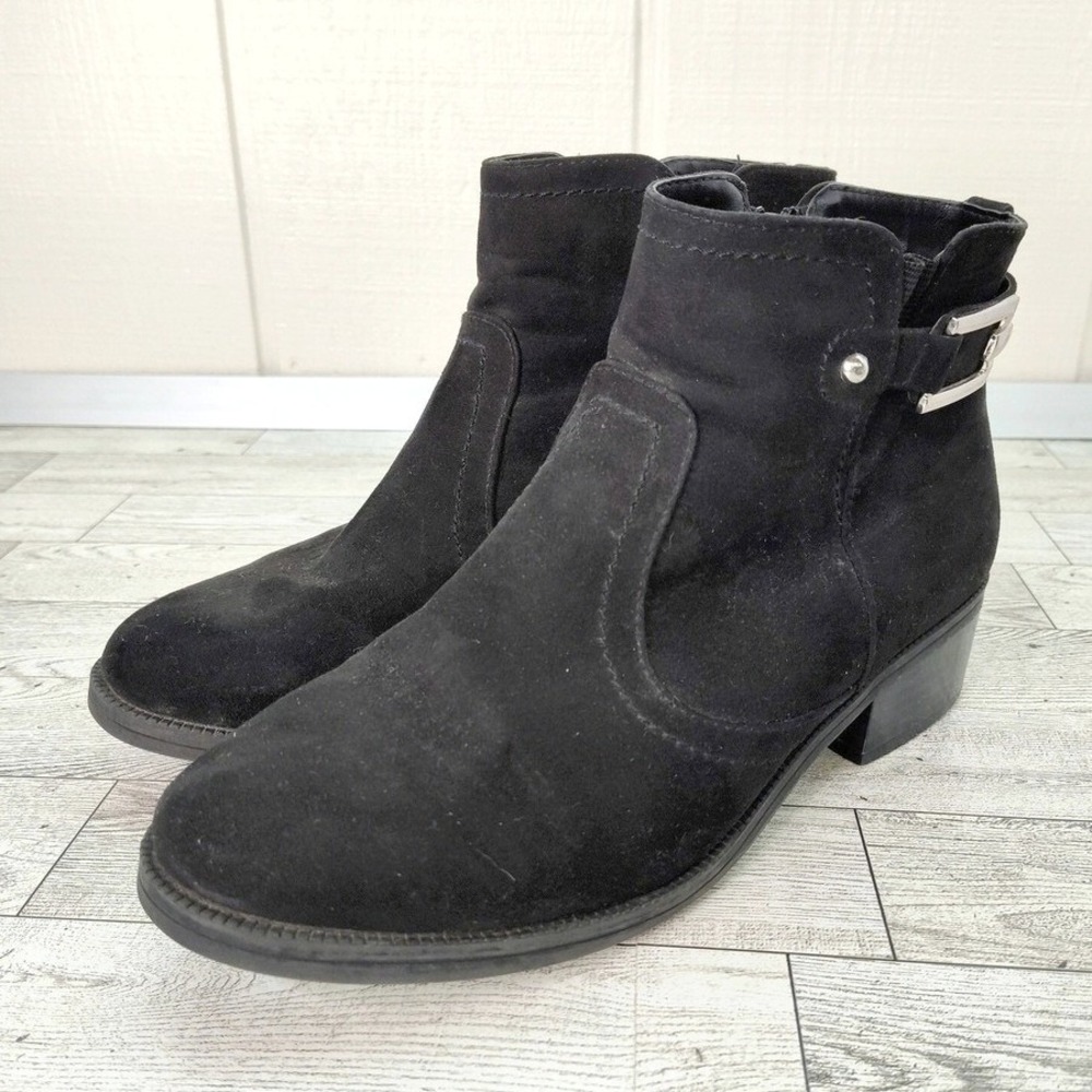 Minimalist‎ Witchy Whimsigoth Girly Grunge Ankle Boot Black Faux Suede Womens 8